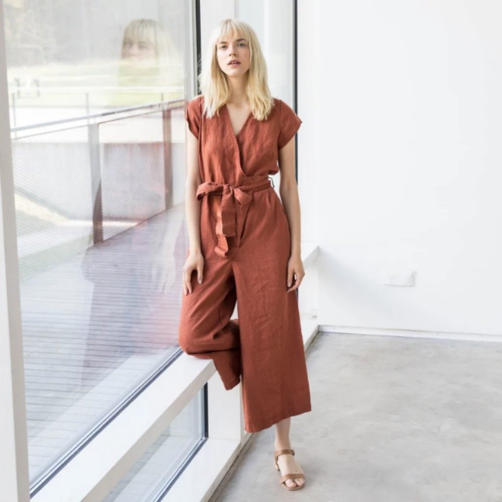 notPERFECTLINEN - NEW w/o Tags - Wrap linen jumpsuit TORINO in MAXI length - Picture 7 of 7